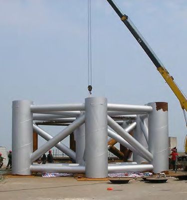 Off shore oil rig platform coated with Rust Grip for protection against highly corrosive saltwater environmental conditions